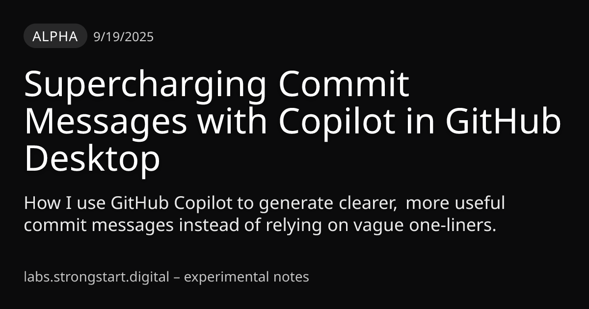 Supercharging Commit Messages with Copilot in GitHub Desktop